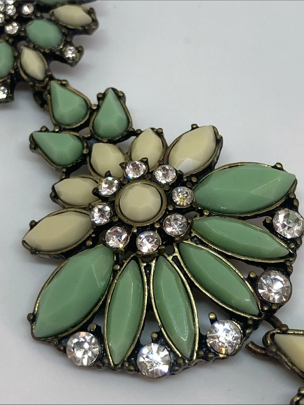 Mint Floral Statement Necklace for Women Chunky Bib Fashion Jewelry